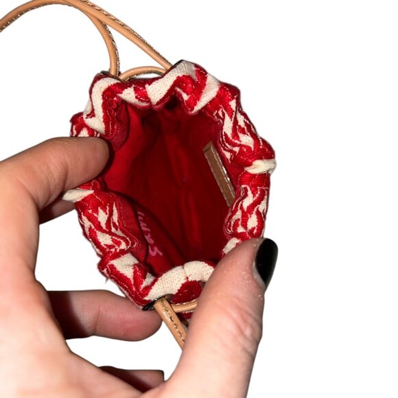 Kate Spade New York red white embroidered cinch leather strps mini pouch… - Picture 3 of 7